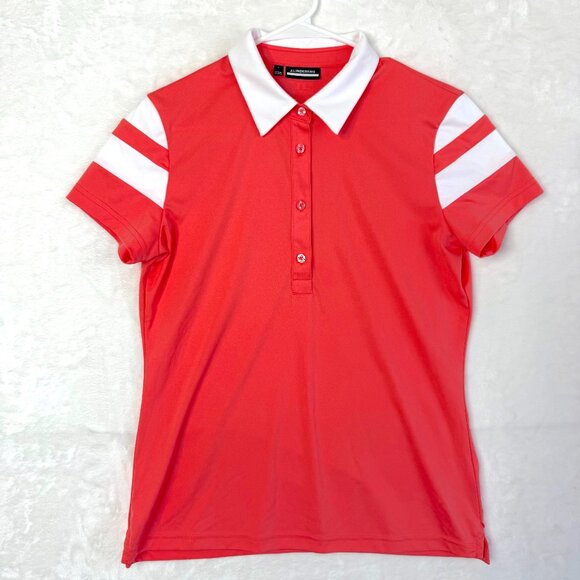 J Lindeberg Pixie Golf Polo Performance Short Sleeve Womens L Tropical Coral - Picture 1 of 9
